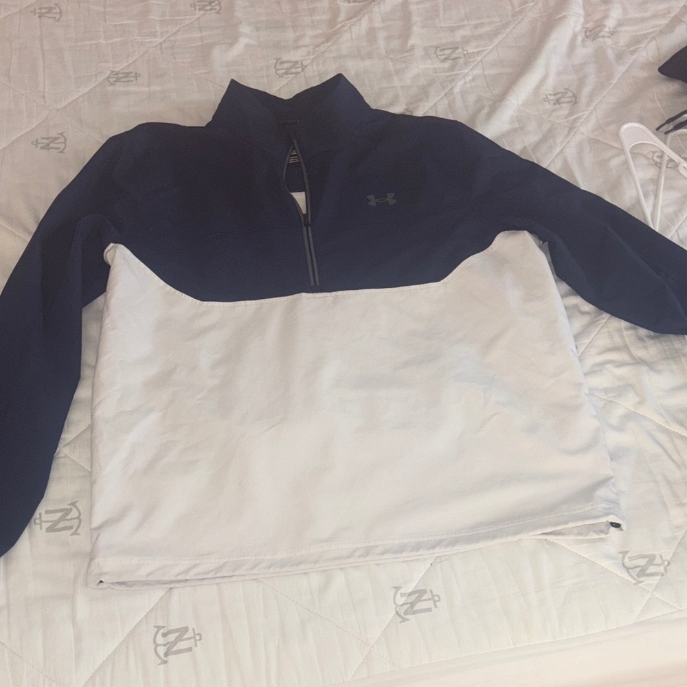 Under Armour Blue and White Half-Zip Pullover